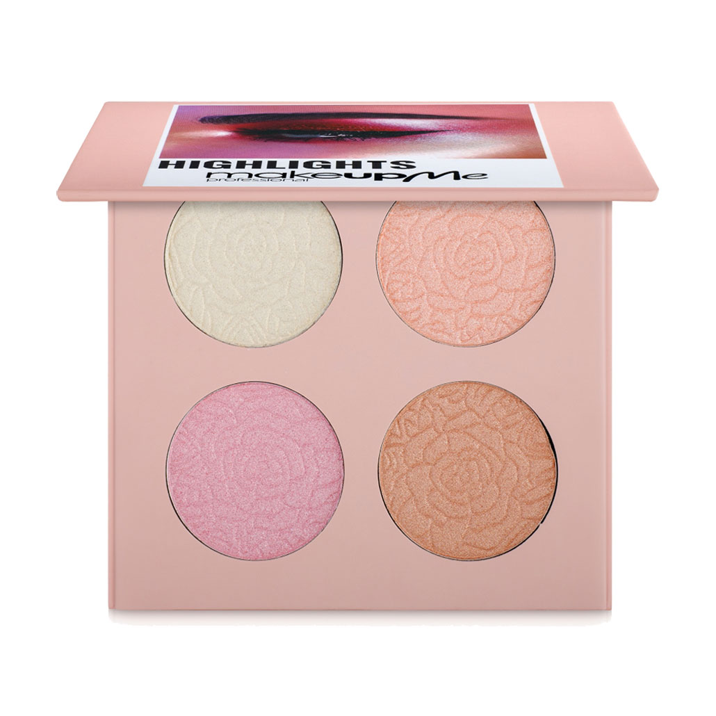 Професійна палетка хайлайтерів для обличчя Make Up Me Professional 4 відтінка, HLS4, 1 шт